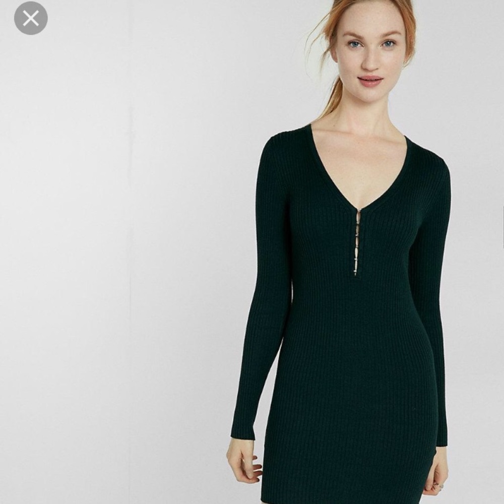 🛍last call! Emerald green ribbed sweater dress